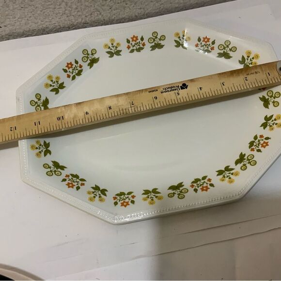 Johnson Brothers Heritage POSY  hexagonal orange flowers platter 12'' EUC G21 - Picture 6 of 8